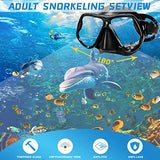 DIPUKI Snorkeling Gear for Adults Snorkel mask Set Scuba Diving mask Dry Snorkel Swimming Glasses Swim Dive mask Nose Cover Youth Free Diving (Red+Yellow（2 Pack）)