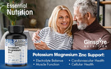 Magnesium Potassium Supplements w/Zinc - 90 Capsules - Magnesium Potassium Zinc for Vascular Health – High Absorption Vegan Potassium Magnesium Supplement for Leg Cramps and Sleep