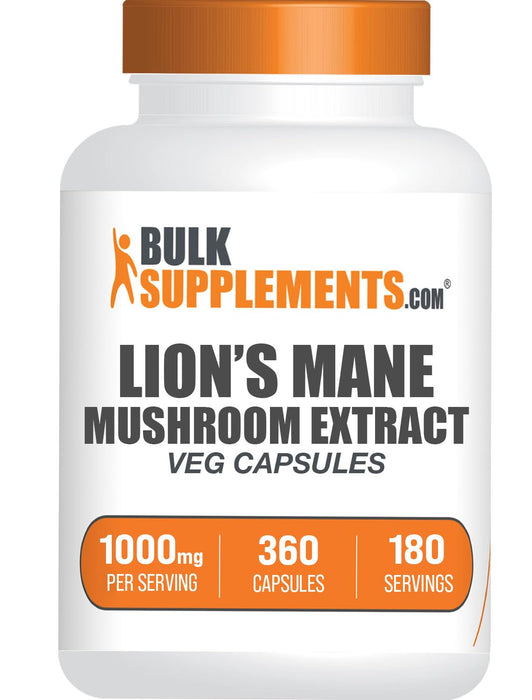 BULKSUPPLEMENTS.COM Lion's Mane Mushroom Capsules - Lion's Mane Extract, Lions Mane Supplement Capsules, Lion's Mane Capsules - for Immune Health, Vegan, 2 Capsules per Serving, 360 Veg Capsules