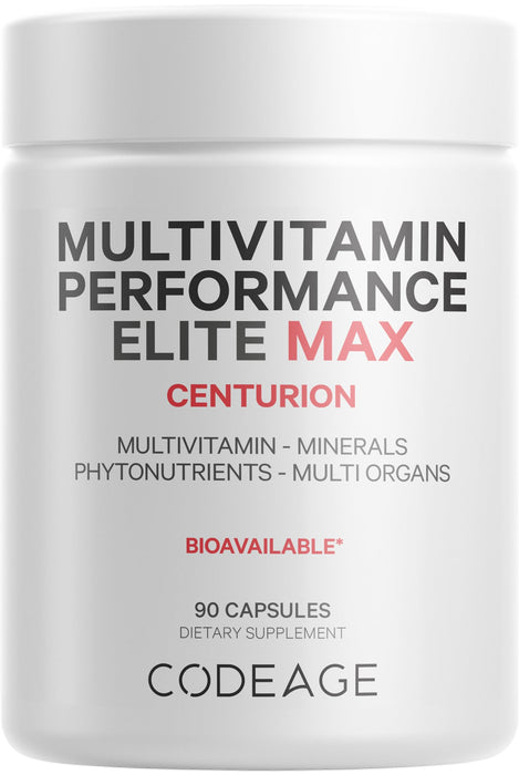 Codeage Multivitamin Performance Elite Max - Essential Vitamins for Athletes - Resveratrol, Citrus Bioflavonoids, Bovine Liver, Heart, Marrow, Wild Blueberry, Muscadine Grape, Pantethine - 90 Capsules