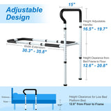 Bed Rails for Elderly Adults Safety - Adjustable Bed Cane with Non-Slip Ergonomic Handle and Storage Pocket, Stable Bed Assist Rails for Seniors Hold up to 300 Lbs and Fit All Beds, Tool-Free Assembly