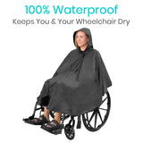 Vive Wheelchair Poncho - Lightweight, Breathable and Waterproof Raincoat - Reusable and Packable Cape With Hood- Men, Women