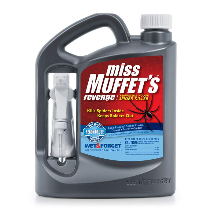 WET & FORGET 803064 Miss Muffet's Revenge Indoor and Outdoor Spider Killer with Attached Sprayer, 64 Fluid Ounces, Ready to Use