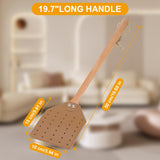 Dirza Leather Fly Swatter for Indoors/Outdoors, Heavy Duty Flyswatter with Walnut Wood Handle 19.7" Long Fly swatted Manual for Bug, Flies, Bees, Mosquitoes 2 Pack Brown