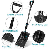 Snow Shovel for Car Driveway - 4 in 1 Survival Shovel with Aluminum Handle and Wide Ice Scrape, Lightweight Sport Utility Detachable Shovel for Garden, Car, Camping