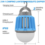 Wisely Bug Zapper Outdoor/Indoor Electric, USB-C Rechargeable Mosquito Killer Lantern Lamp, Portable Insect Electronic Zapper Indoor Trap, with LED Light, Sky Blue