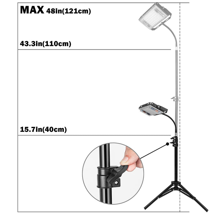 LBW Grow Light with Stand, Full Spectrum 150W LED Floor Plant Light for Indoor Plants, Grow Lamp with On/Off Switch, Adjustable Tripod Stand 15-48 inches