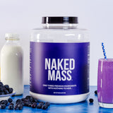 NAKED Nutrition Chocolate Naked Mass - All Natural Chocolate Weight Gainer Protein Powder - 8Lb Bulk, GMO Free, Gluten Free & Soy Free. No Artificial Ingredients - 1,360 Calories - 11 Servings