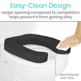 Vive Toilet Seat Cushion (Soft Cushioned Foam) - Easy Clean Soft Padded Bathroom Attachment - Elongated, Standard Seats - Comfort and Support Donut for Handicap, Adults (2" Cushioned Foam, Black)