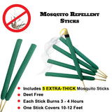 W4W, Mosquito Repellent Sticks Extra-Thick - Outdoor Use Reaches Up to 10-12 feet - Each Stick Burns for Hours - (Three Pack Contains 15 Repellents)