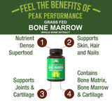 Peak Performance Grass Fed Bone Marrow - Whole Bone Extract Supplement 180 Capsules Superfood Pills Rich in Collagen, Vitamins, Amino Acids. from Bone Matrix, Marrow, Cartilage. Ancestral Tablets