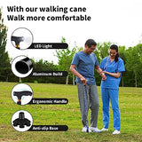 Walking Cane ATMTV Walking Cane for Women, 5-Level Height Adjustable Walking Cane with Light, Comfortable Plastic T-Handle Portable Walking Cane Folding Cane for Senior Balance