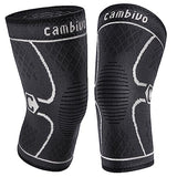 CAMBIVO 2 Pack Knee Brace, Knee Compression Sleeve Support for Men and Women, Knee Pads for Running, Hiking, Meniscus Tear, Arthritis,Joint Pain Relief (Gray,Small)