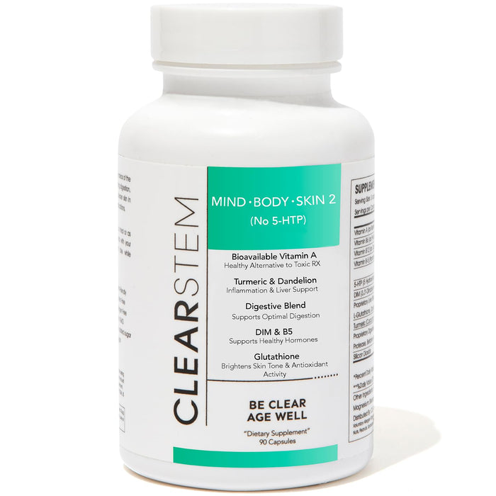 CLEARstem MINDBODYSKIN2 - Hormonal Acne Supplement - 90 Capsules - for Males and Females