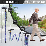 Walking Cane ATMTV Walking Cane for Women, 5-Level Height Adjustable Walking Cane with Light, Comfortable Plastic T-Handle Portable Walking Cane Folding Cane for Senior Balance