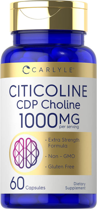 Carlyle Citicoline CDP Choline 1000mg | 60 Capsules | Non-GMO, Gluten Free Supplement