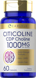 Carlyle Citicoline CDP Choline 1000mg | 60 Capsules | Non-GMO, Gluten Free Supplement