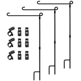 Garden Flag Stand, Premium Garden Flag Pole Holder Metal Powder-Coated Weather-Proof Paint with one Tiger Clip and Two Spring Stoppers Without Flag 3 Pack