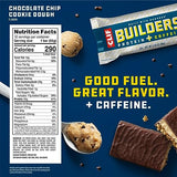 CLIF Builders + Caffeine - Chocolate Chip Cookie Dough Flavor - Protein Bars - Gluten-Free - Non-GMO - Low Glycemic - 20g Protein - 2.4 oz. (12 Count)