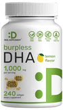 Eagleshine Vitamins DHA Supplements | 240 Softgels, Burpless, Lemon Flavor, DHA 1000mg + EPA 500mg, Wild Caught Fish, Rich in Omega-3s, Mercury Free, Non-GMO, Support Brain Heart & Joint Health