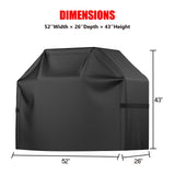 Grill Cover, BBQ Grill Cover, Waterproof, Weather Resistant, Rip-Proof, Anti-UV, Fade Resistant, with Hook-and-loop and Strap, Gas Grill Cover for Weber,Char Broil,Nexgrill Grills, etc. 52 inch, Black