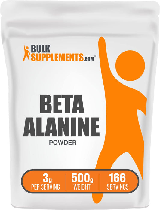 BULKSUPPLEMENTS.COM Beta Alanine Powder - Beta Alanine Pre Workout, Beta Alanine 3000mg - Beta Alanine 500g, Beta Alanine Bulk - Unflavored, Pure & Gluten Free, 3g per Serving, 500g (1.1 lbs)