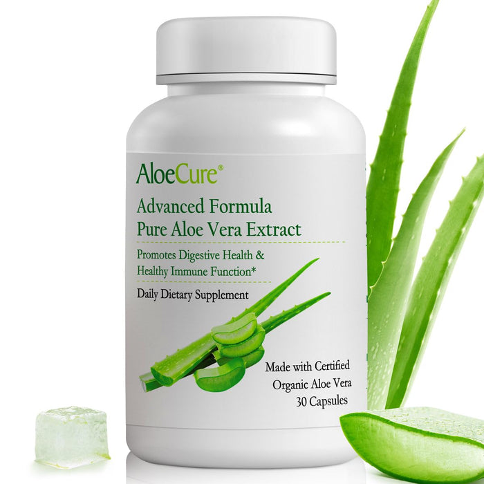AloeCure Organic Aloe Vera Capsules, 130,000mg Inner Aloe Leaf Equivelant per Serving, Support Gut Health & Digestive Comfort, Stomach Acid Buffer, Natural Immune Supplement, Aloin Free, 30 Capsules