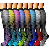 CHARMKING Compression Socks for Women & Men (8 Pairs) 15-20 mmHg Graduated Copper Support Socks are Best for Pregnant, Nurses - Boost Performance, Circulation, Knee High & Wide Calf (S/M, Multi 29)