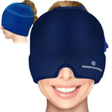Gel Ice Migraine Headache Relief Cap, Adjustable Headache Cap Migraine with Drawstring Fits All Heads, Cold Compression Migraine Relief Cap for Tension, Stress, Sinus, Puffy Eyes, Hot/Cold Therapy