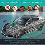 4 Pack Rodent Repellent Ultrasonic Under Hood, Mouse Repellent with Ultrasonic and Strobe Light Keep Mouse Rodents Squirrel Rat Mice Out of Car Engine Truck RV,Rodent Deterrent for Vehicle Protection