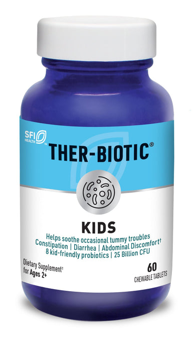 Klaire Labs Ther-Biotic Kids Chewable Probiotic - 25b CFU Lactobacillus + Bifidobacterium Probiotics for Kids - GI + Immune Support, Cherry Flavor - Hypoallergenic, Dairy-Free (60 Tablets)