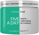 Codeage 5 Servings of Fruits & Veggies Equivalent in 1 Single Capsule, Whole Food Non-GMO, 15 Greens & Fruits All-in-One Pill, Eat Vegetables for Wellness Vegan Vitamins Supplement, 30 ct