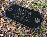 You Left Paw Prints on Our Hearts Pet Memorial Stones Personalized Headstone Grave Marker Absolute Black Granite Garden Plaque Engraved with Dog Cat Name Dates