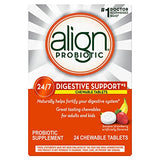 Align Probiotic, Chewable Probiotic Tablets for Women and Men, Fortify Your Digestive System 24/7 with Healthy Bacteria, #1 Recommended Probiotic by Doctors and Gastroenterologists, 24 Tablets