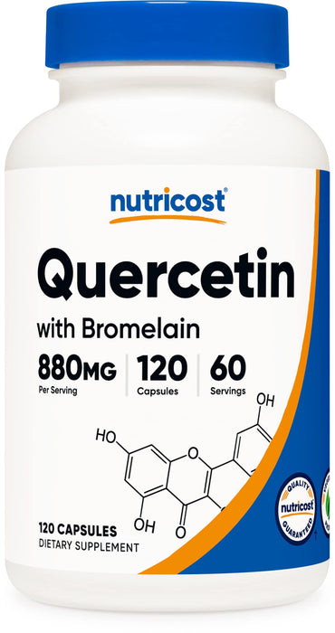 Nutricost Quercetin with Bromelain, 880mg Quercetin + 165mg Bromelain Per Serving, 120 Capsules, 60 Servings (2 Caps Per Serving) - Vegetarian, Non-GMO & Gluten Free