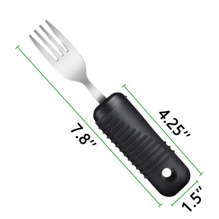 YPC Adaptive Utensils,Easy Grip Silverware,Built-Up Fork,Spoon and Rocker Knife for Adults,Elderly,Arthritis,Tremors and Parkinsons,3 Piece Set