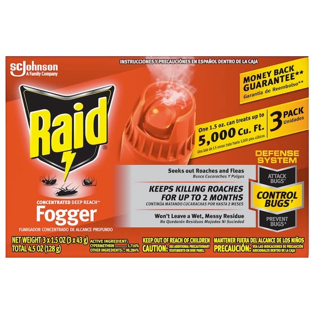 Raid® Concentrated Deep Reach Fogger, 1.5 oz, 3 Cans ( Pack of 3)