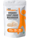BULKSUPPLEMENTS.COM Organic Lion's Mane Mushroom Extract - Lions Mane Supplement Powder, Lion's Mane Extract, Lions Mane Powder - for Immune Health, Gluten Free - 1000mg per Serving, 100g (3.5 oz)