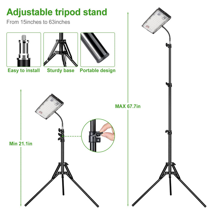 LBW Grow Light with Stand, Full Spectrum LED Plant Light for Indoor Plants, Floor Grow Lamp with 63" Adjustable Tripod, 4H/8H/12H Timer, 6 Dimmable Brightness, Ideal for Tall Plants