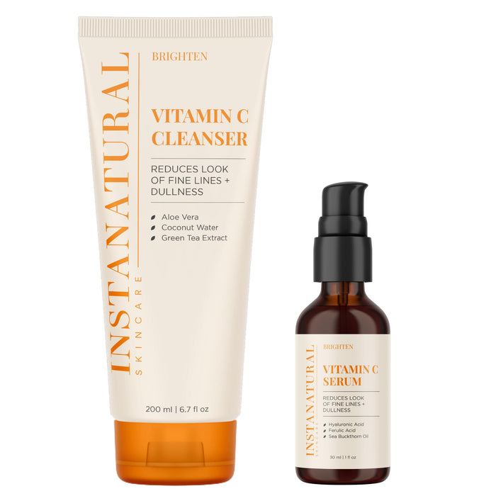 InstaNatural Vitamin C Cleanser and Serum Kit, Brightens and Reduces Signs of Aging, Fine Lines and Wrinkles, with Botanical Extracts