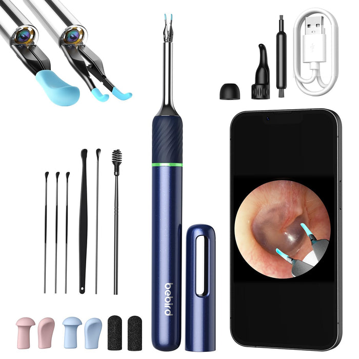 [Cutting-Edge] BEBIRD Note5 Ear Wax Removal Tool: Ear Cleaner with Camera 10 Megapixel Otoscope, Omni-Direction Tweezer, Real-Time Remote Video, Magnetic Cap, Multi Earwax Cleaning Replacement Tips