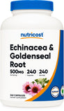 Nutricost Echinacea & Goldenseal Root, 500mg, 240 Capsules - Vegetarian Caps, Non GMO, Gluten Free