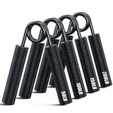 ZEAGUS Grip Strength Trainer 4 Pack,50LB-200LB Metal Hand Grip Strengthener,Non-Slip Heavy-Duty Forearm Exerciser,Hand Gripper for Muscle Building and Hand Rehabilitation Exercising-Black