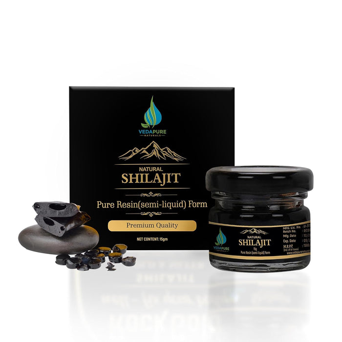 Vedapure Purest Himalayan Shilajit Resin 100% Pure Shilajit with Fulvic Acid & 85+ Trace Minerals Complex for Energy & Immune Support, 15 Grams