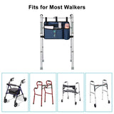 supregear Accessories Bag for Walker, Wheelchair, Rollator for Seniors, w/Cup Holder-Folding Walker Basket Large Capacity Waterproof Walker Caddy Pouch (Black)