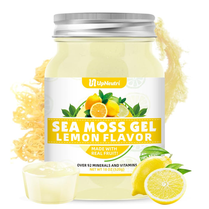 Sea Moss Gel, 18 OZ Wildcrafted Irish Seamoss Gel Rich in 92 Minerals & Vitamins Supports Immune System & Thyroid & Antioxidant, Non-GMO Organic Raw Sea Moss Supplements Lemon Flavor