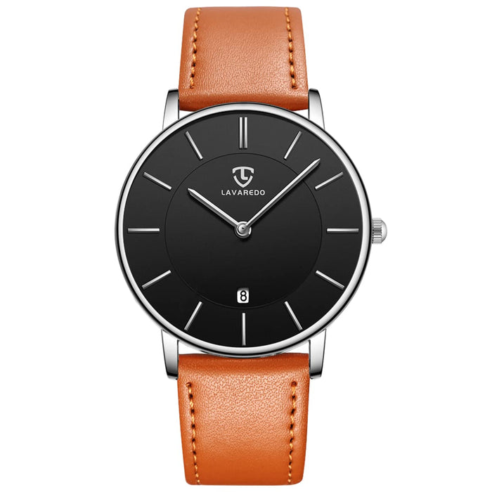 BEN NEVIS Watch, Mens Watch,Minimalist Fashion Simple Wrist Watch Analog Date with Leather Strap Orange Blue