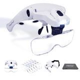 MagniPros See Things Differently LED Illuminated Headband Magnifier Visor, Hands Free Magnifier Loupe, 5 Detachable Lenses- Upgraded Version Hands-Free Head Worn Lighted Magnifying Glasses