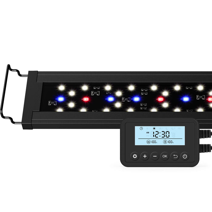 NICREW SkyLED Plus Aquarium Plant Light, Freshwater Fish Tank Light with Ramp Up and Dim Down, Spectrum Adjustable and Lighting Schedule Programmable with Controller, 18-24 Inches, 18 Watts