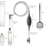 AREPK Aquarium Siphon Vacuum Cleaner Kit with Dual Vacuum Tubes for Various Tank Sizes and One Fish Net, Aquarium Gravel Vacuum Cleaner